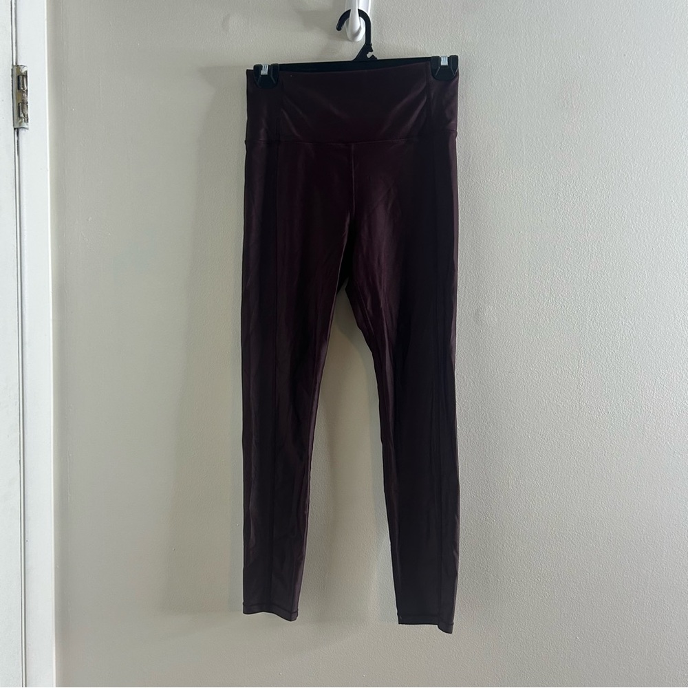 SWEATY BETTY Leggings Womens Size XS Maroon Shine High Waist 7/8 Cropped Pants